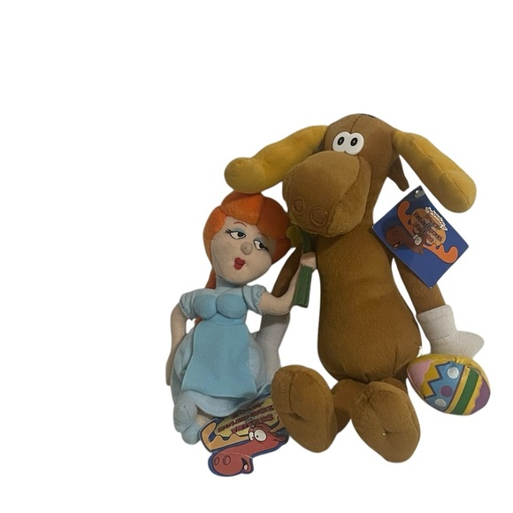 Rocky and Bullwinkle Nell Fenwick and Bullwinkle Small Plush Figure Lot Of 2 - Picture 1 of 14